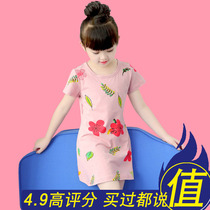 Girl Pure Cotton Sleeping Dress Summer Baby Sleepwear Thin Child Spring Autumn Korean Version Princess Little Girl Short Sleeve Home Dress
