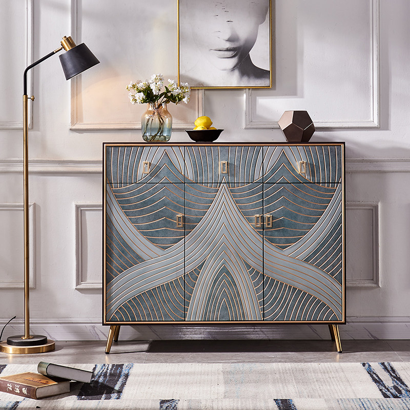 Home entry shoe cabinet light luxury entry porch cabinet modern minimalist American retro drawer cabinet living room dining side decorative cabinet