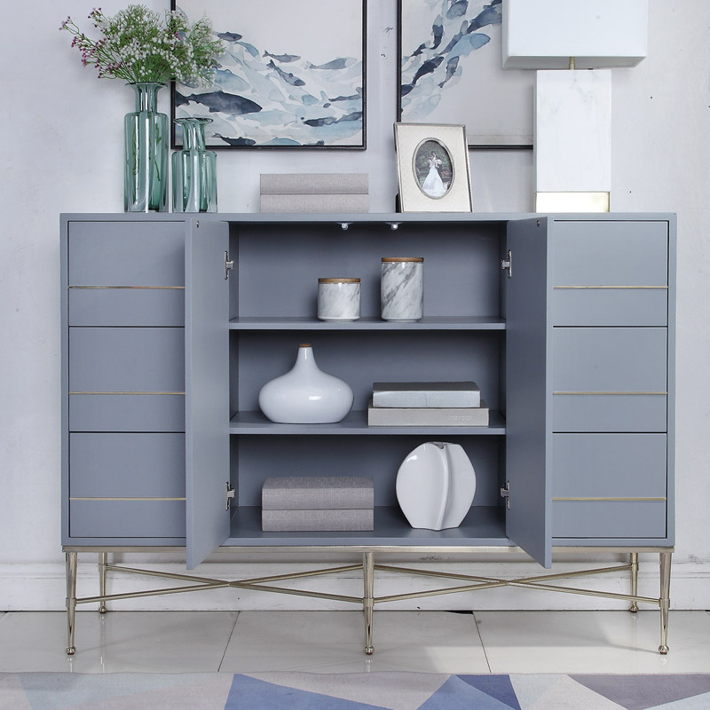 Light luxury porch cabinet hall partition cabinet simple post-modern solid wood sideboard tea cabinet American door decorative cabinet