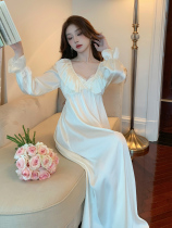 Robe de nuit robe de nuit robe de couchage manches longues manches longues manches longues couches de glace Silk Ice Silk Advanced Sensational Pyjamas Woman Spring Automne 2024 New Long Dress