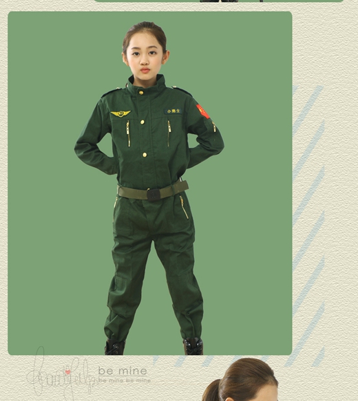 Quần áo biểu diễn phi công quân đội thiếu nhi Quần áo nam và nữ Winter Camp Quần áo Bộ trang phục biểu diễn hiện trường đồ bộ bé trai