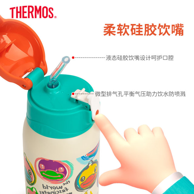 Thermos ຝາສອງຝາຂອງເດັກນ້ອຍ thermos ຈອກ sippy ຈອກເດັກນ້ອຍການຮຽນຮູ້ການດື່ມຈອກ Portable ຄວາມຈຸຂະຫນາດໃຫຍ່