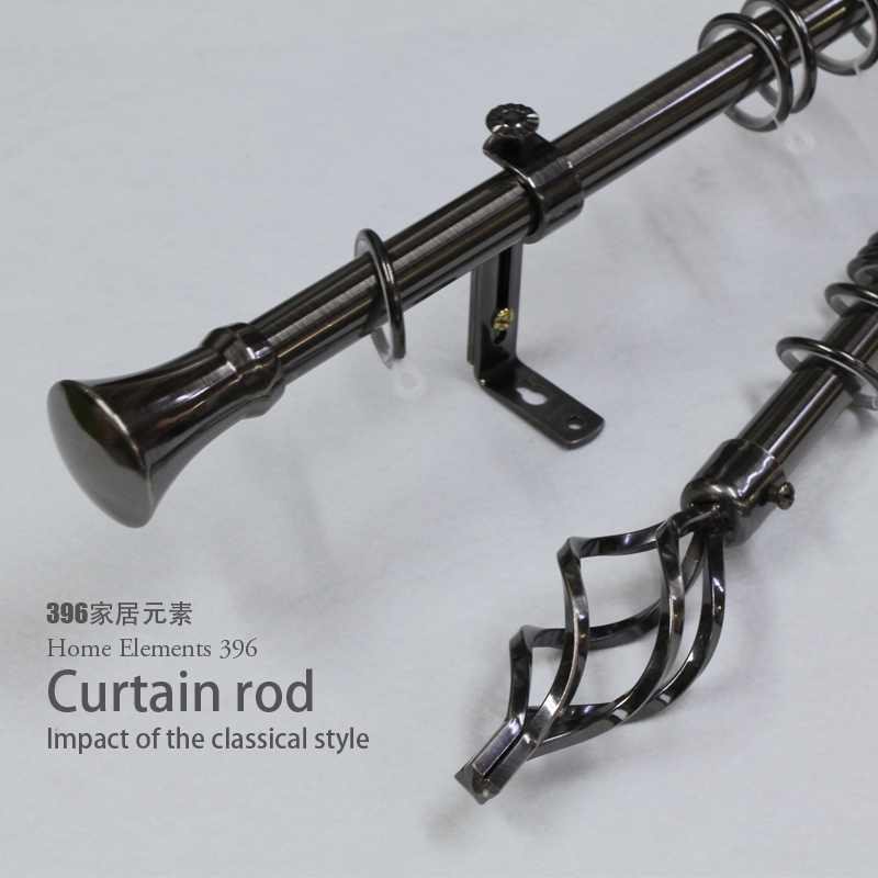396 Home Elements*19MM Black Iron Curtain Rod European Roman Rod Curtain Track Single and Double Rod Installation