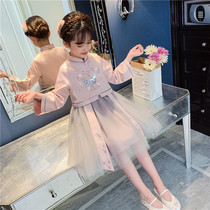 next jazz girl hanfu spring autumn suit 2021 new middle country wind child super fairy princess even dress dress