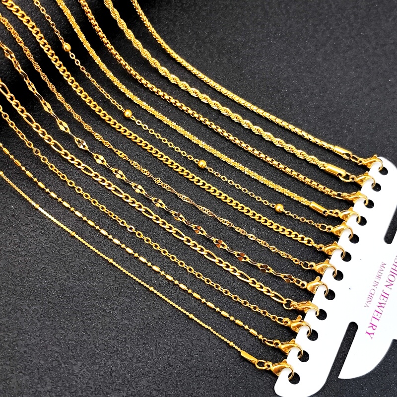 Fashionable 18K Real Gold Titanium Steel Necklace for Women, Various Styles, Thin Chain, Clavicle Chain, Stainless Steel Jewelry, Simple Plain Chain Fashionable 18K Real Gold Titanium Steel Necklace for Women, Various Styles, Thin Chain, Clavicle Chain, Stainless Steel Jewelry, Simple Plain Chain
