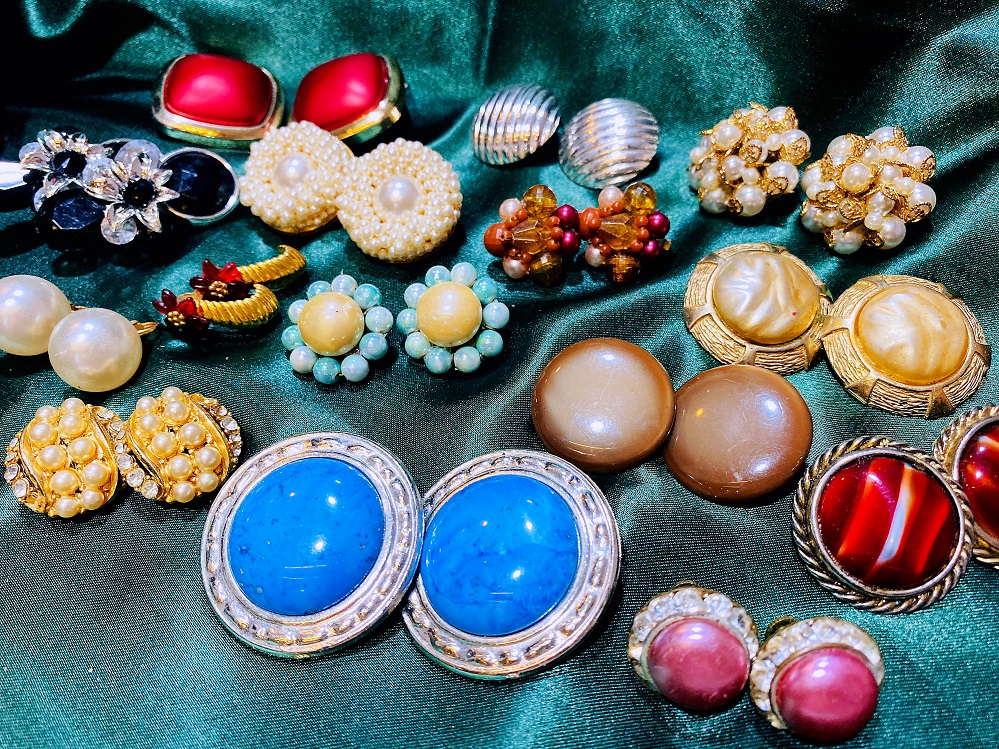 (Millionaires Bean) Vintage Earrings American Pearl Retro Antique Antique Ear Clip European (14)