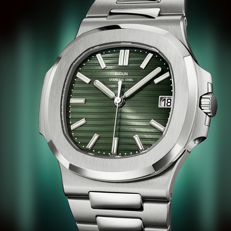 Diton Genuine European and American Trendy Brand Watch for Men, Nautilus Stainless Steel Square Fashion Luxury Luminous Waterproof Calendar Watch