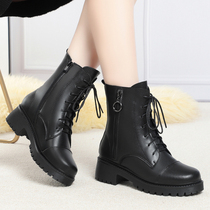 Spider King Martin boots 2022 new winter womens shoes leather boots soft leather plus velvet wool short boots womens leather shoes