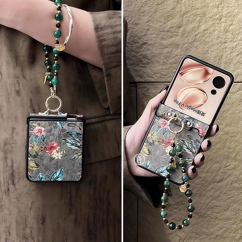 Suitable for Honor Magicvflip, Chinese Style Xiaomi Mixflip2 Phone Case, Dirt-Resistant Leather Texture, Samsung W25 Women's New Model Zflip6 Bracelet 7Fe Case, Huawei Purax Collector's Edition Pocket2