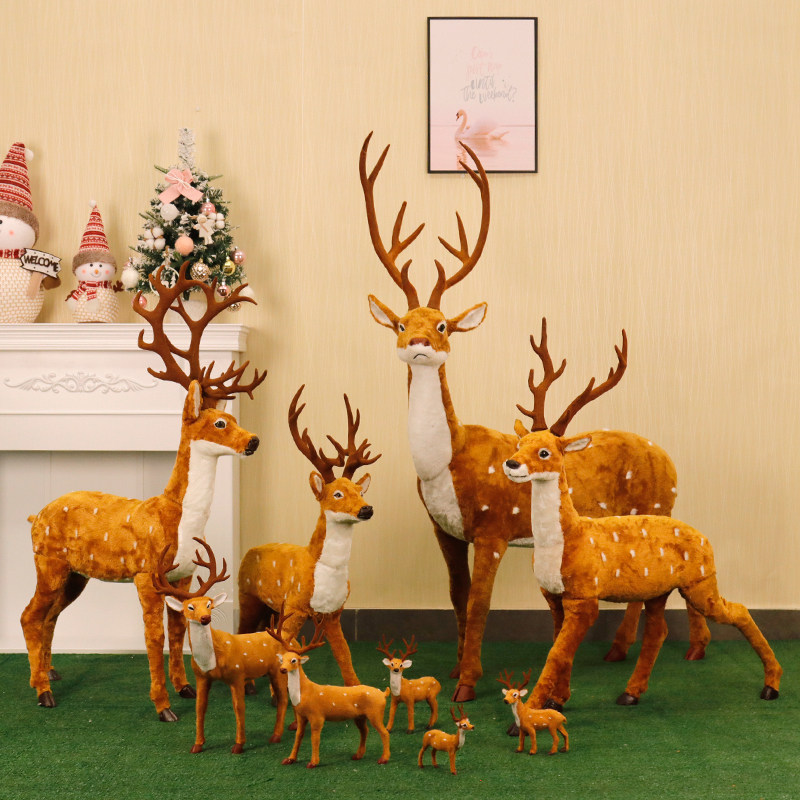 Christmas deer decoration large sika deer station deer simulation elk plush doll shopping mall window decoration photography props