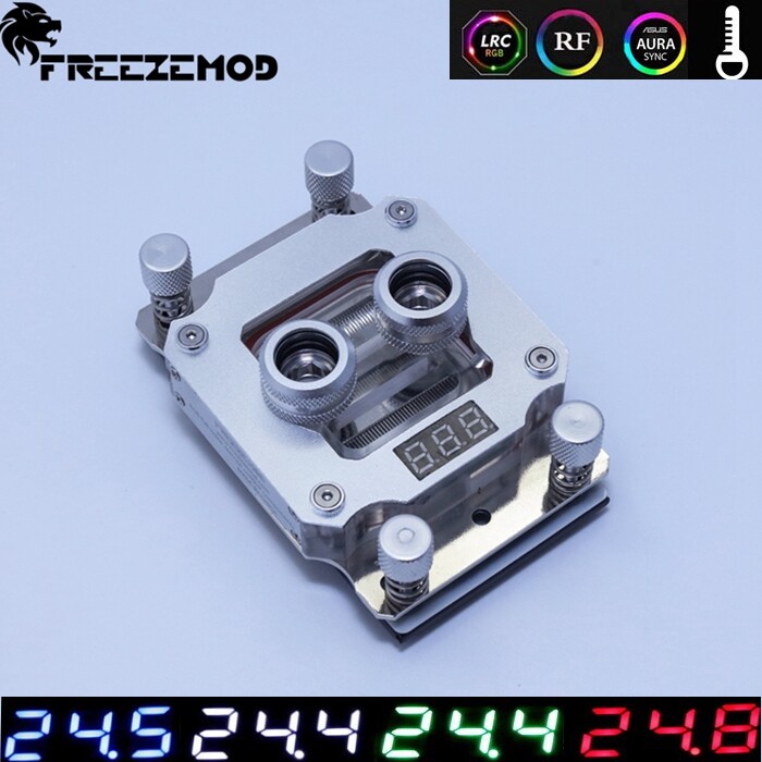 FREEZEMOD APR-2018 AMD new CPU water cooling head temperature display matching RGB AURA