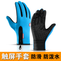 Outdoor sports autumn and winter mobile phone touch screen gloves men and women anti-splashing water warm cycling skiing hiking gloves