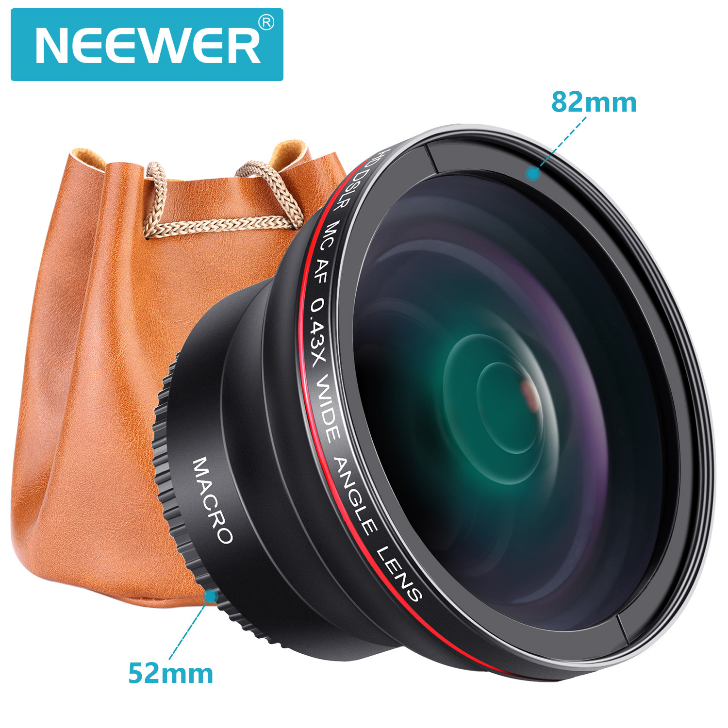 NEEWER 52MM0 43X high-definition wide-angle lens with micro-distance suitable diameter 52MM lens calibre