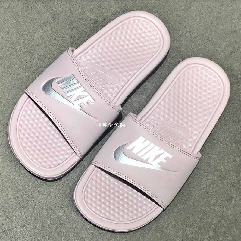 Dép thể thao Nike BENASSI bãi biển bột trắng khâu chữ laser đen trắng logo 343881 dép nam quai ngang
