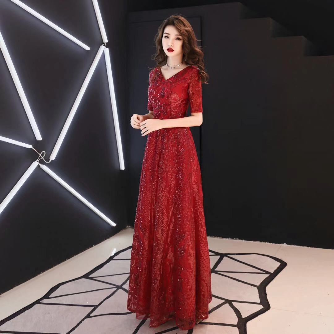 Red evening dress for pregnant, suit, long sleeve, 2021 collection, fitted, suitable for teen