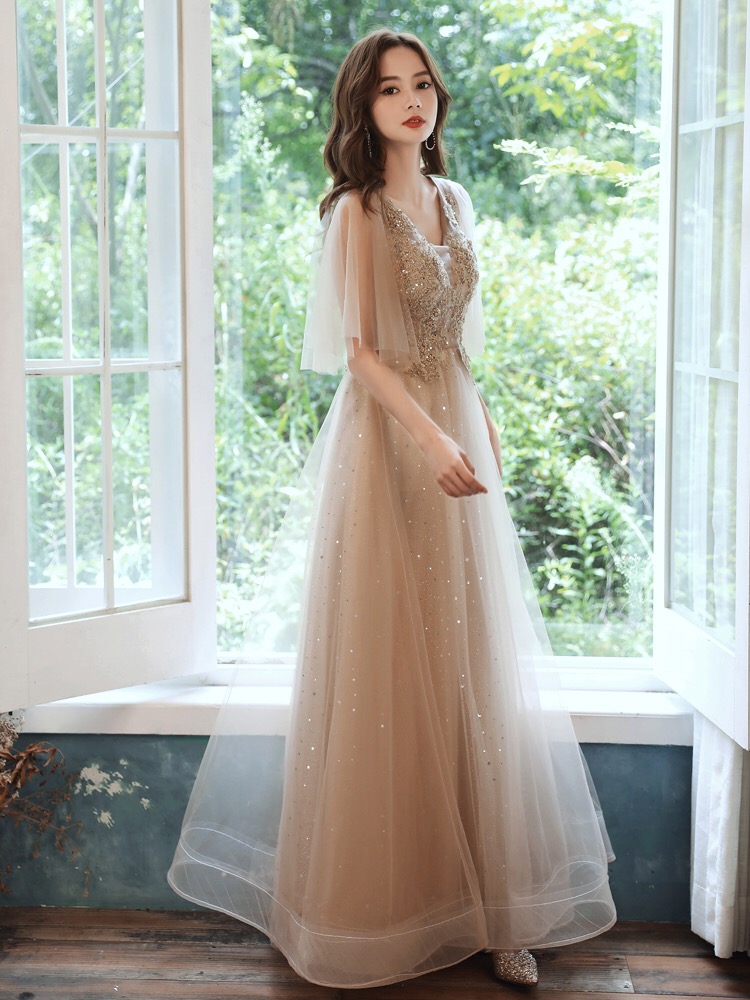 Evening dress for elementary school students, piano, long skirt, starry sky, nail sequins