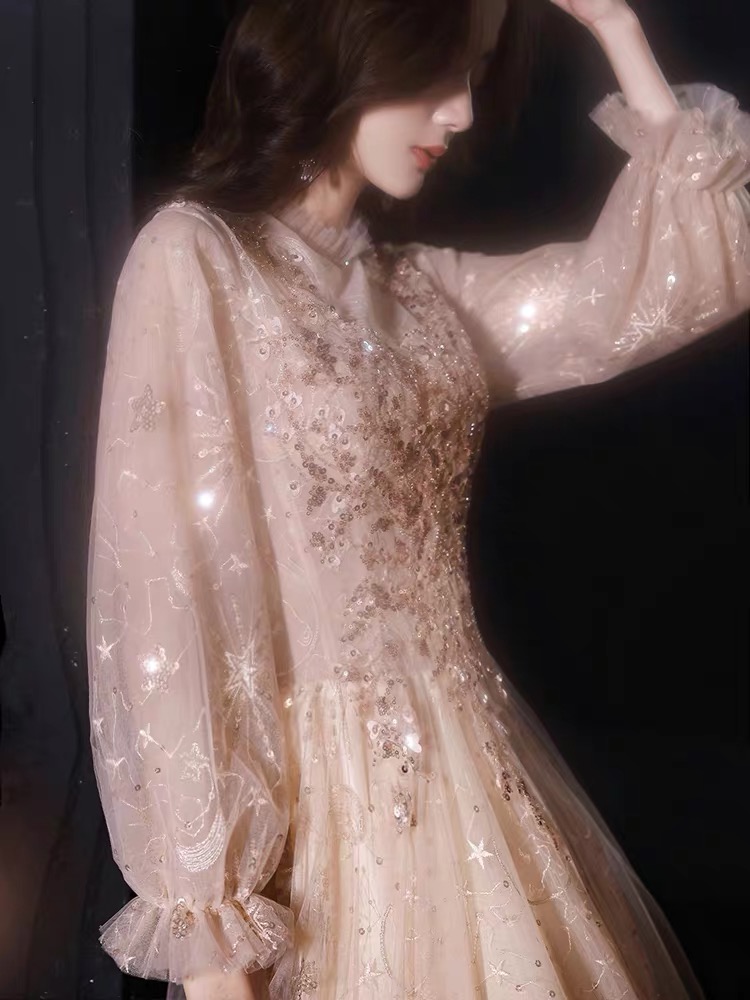 Long elite evening dress, 2021 collection, long sleeve, french style Long elite evening dress, 2021 collection, long sleeve, french style