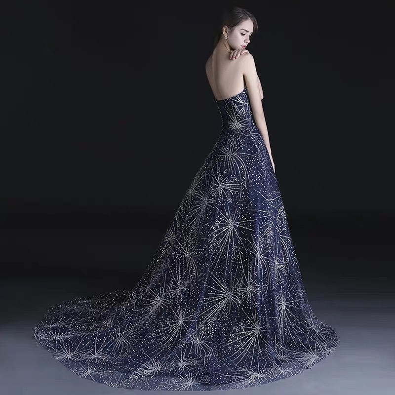 Long evening dress, tube top, starry sky, 2020, new collection Long evening dress, tube top, starry sky, 2020, new collection