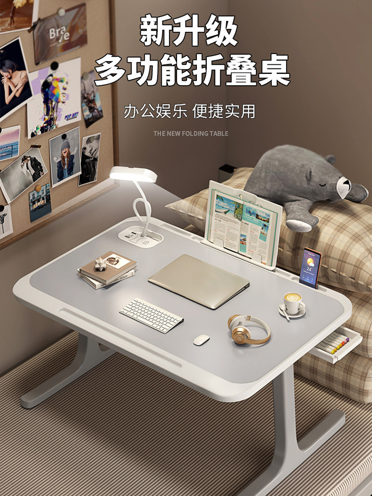 Foldable Bed Table, Simple Design for Students and Children, Dormitory Bed Desk for Writing, Homework, Studying, Home Use, Bay Window, Lazy Bedroom Bed Computer Desk, Office Small Table, Lap Desk