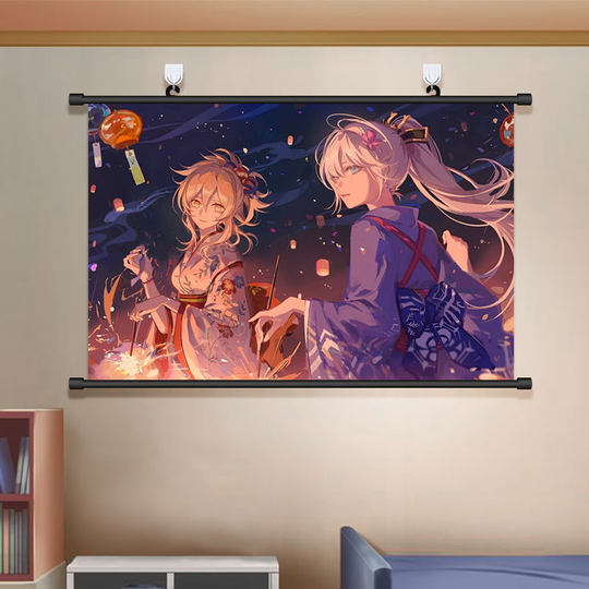 Original God Xiao Palace hanging painting bedroom dormitory poster wallpaper free punch decorative painting anime game peripheral stickers mural