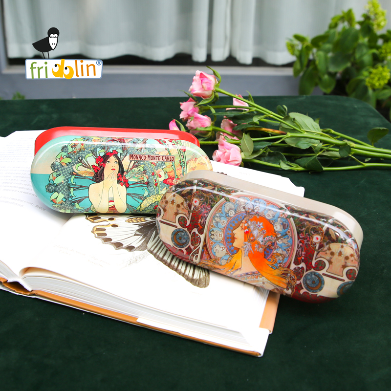 Art Glasses Case Mucha Series Fridolin German Original Imported Mucha Men and Women Gifts Retro Couple