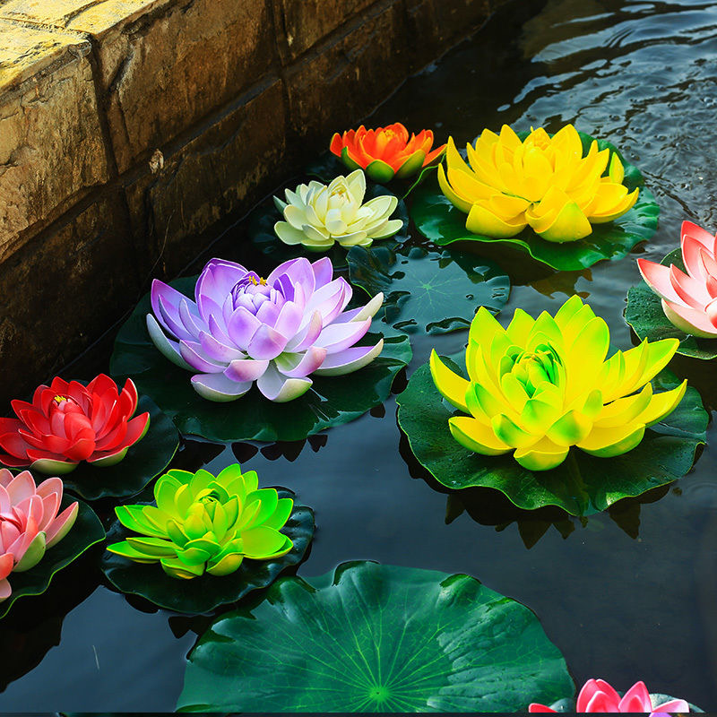 Simulation lotus leaf fake flower water floating fish tank pool decorative dance props landscaping water floating lotus water lily