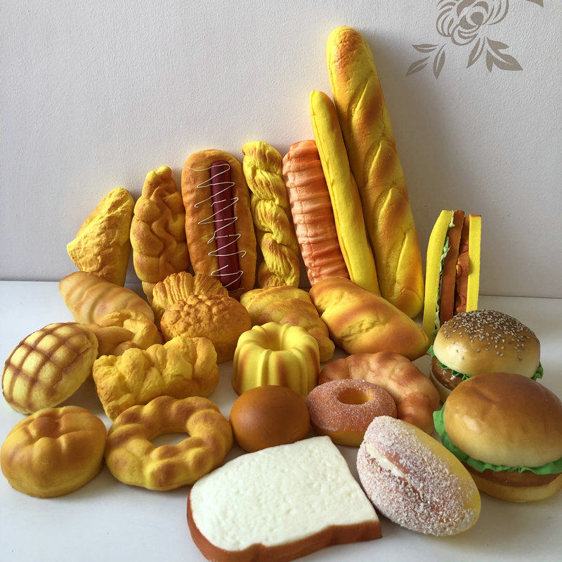 Simulation Bread Cake Model Sandwich Ham Long Hot Dog Horn Bag Steamed Bun Rose Bag Burger Small Circle Bag