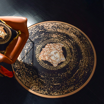 American round floor mat Multifunctional coffee table mat Carved velvet carpet Home living room bedroom cushion Yoga mat