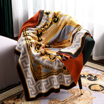 European style tide brand blanket Home sofa blanket High-end brocade fox fleece F home multifunctional travel blanket Aircraft blanket