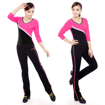 New fitness set square dance performance costume aerobics set fattening womens elastic dance suit