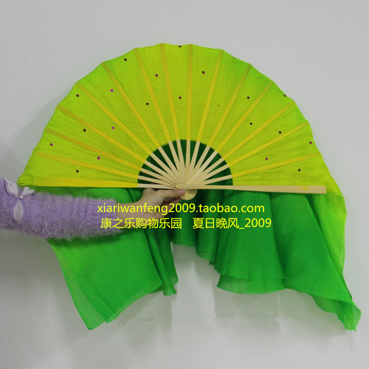 Dance Props Bicolor Real Silk Sea Pie Shoots Song Dance Fan Lengthened Asymptotic Dancing Fan Left Right Hand Customizable-Taobao