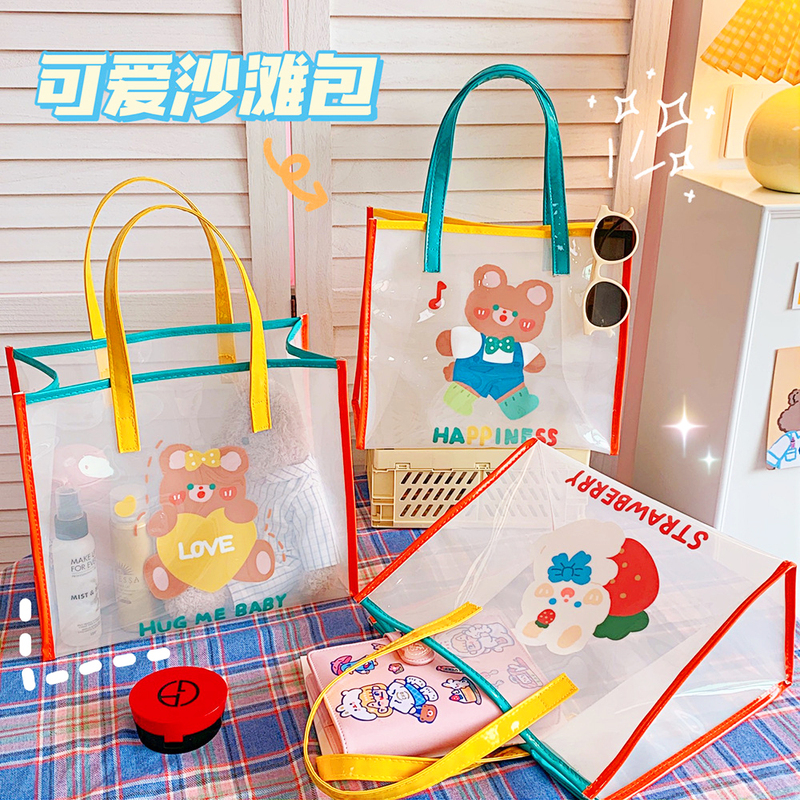 Internet-Famous Transparent Jelly Bag, Summer Beach Bag, Women's Swimming Storage Bag, Summer Tote Bag, Cute Children's Waterproof Shoulder Bag