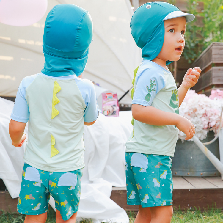 Child Bathing Suit Boy Baby Swimsuit Boy Dinosaur Two-piece Speed Dry Sunscreen Suit Infant Baby Swimsuit