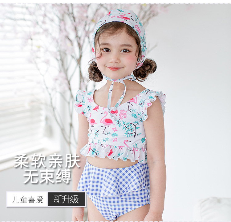 Đồ bơi trẻ em Hàn Quốc bé gái chia bé áo tắm bé gái 1-3 tuổi bé trai bé trai công chúa hồng hạc - Bộ đồ bơi của Kid đồ bơi nàng tiên cá cho be gái