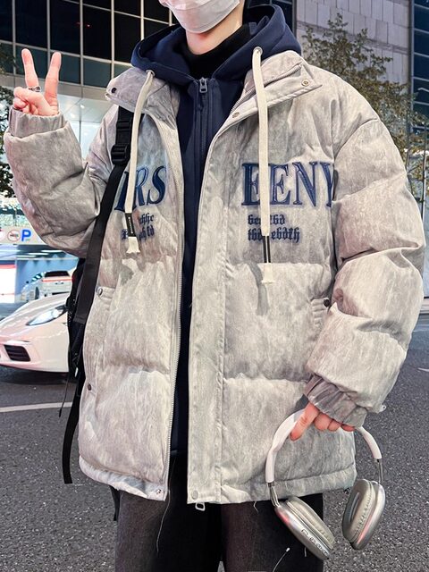 Winter New Style Youth Student Cotton Jacket, Faux Two-Piece Hooded Thickened Warm Coat, Casual Loose Stylish Cotton Clothing