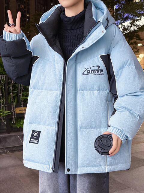 Men's Winter Cotton Jacket, Loose Fit, Trendy, for Teenagers, Middle and High School Students, Thickened, Warm Coat, Boys' Cotton Clothing, Fashionable