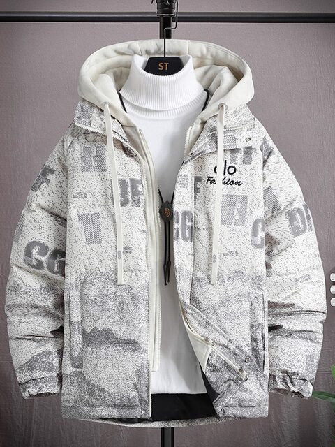 Fake Two-Piece Cotton Jacket for Men, New Winter Style for Teenagers and Students, Thickened Warm Cotton Coat, Trendy Loose-Fitting Cold-Proof Clothing