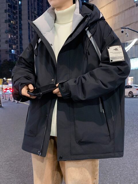 Men's Winter Outdoor down Jacket, Cold-Proof and Warm Coat, Trendy Brand for Teenagers, Three-Proof Workwear Style, Windproof and Cold-Resistant Clothing