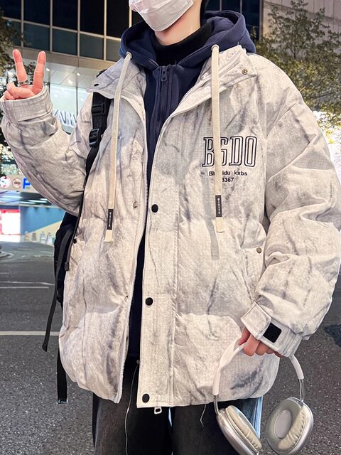 New Winter Hooded Jacket for Teenagers, Graphene Cotton Jacket for Junior High School Students, Stylish and Warm Hong Kong-Style Clothing