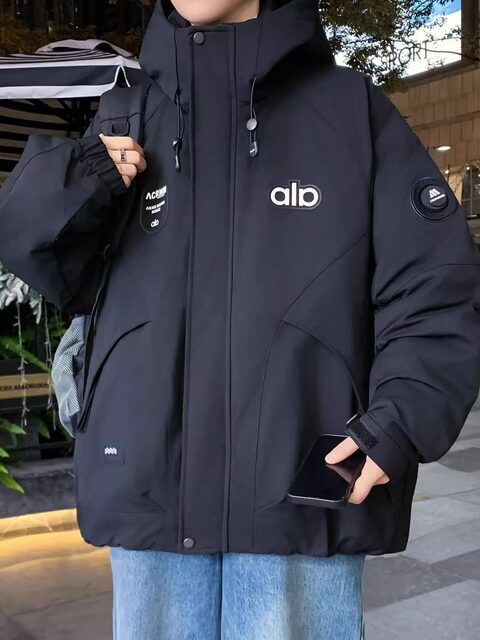 Youth Workwear Style down Jacket for Men, New Winter Hooded Coat, Student Outdoor Parka, Thickened Cold-Proof Clothing