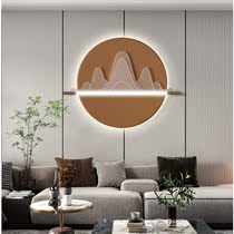 Wrought iron American sofa background wall decoration with lamp metal pendant bedroom bedside wall round decoration porch Wall Wall