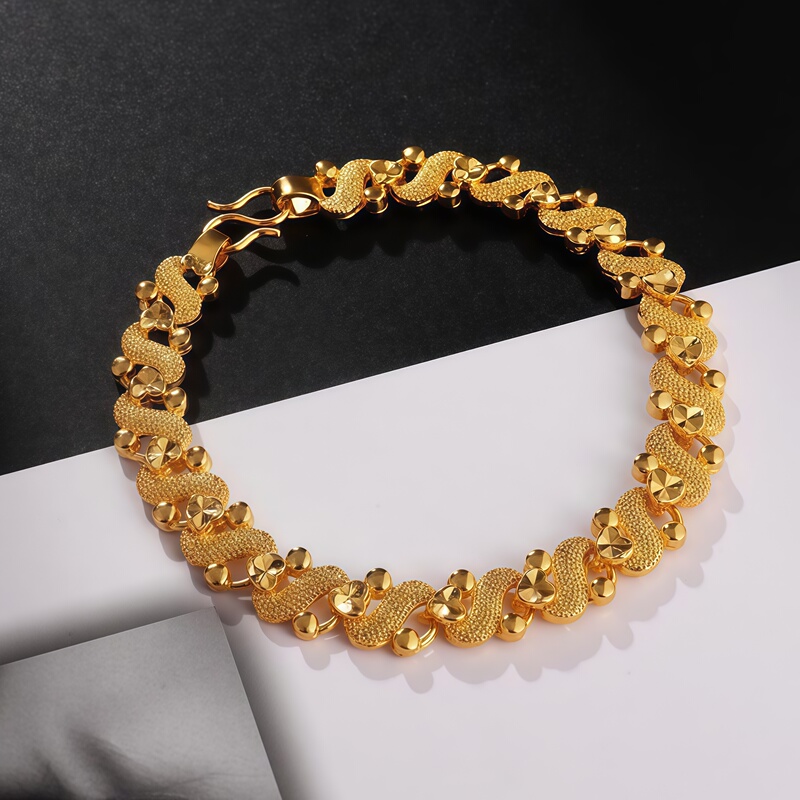 Gold S-Shaped Bracelet for Women, Gold Happiness Fashion Gold Chain, Beautiful New Trendy Bracelet, Retro Elegant Hand Accessory