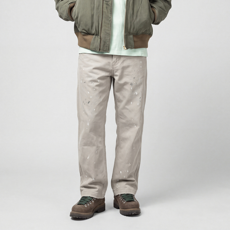 Real-Year-Old Brand Sk253 Textured Washed Pure Cotton Twill Casual Straight-Leg Classic Chino Pants Khaki Pants for Men