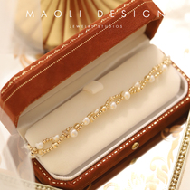 MAOLI is not in the midst of time niche design hand weaving the American import 14K bag gold freshwater pearl bracelet