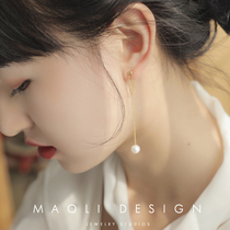 MAOLI Diversified Original Design Minima Dart 14K Bag Gold Natural Freshwater Pearl Earline Earrings