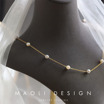 MAOLI BLOOLI Rose US imports 14K bag gold natural freshwater pearl fine necklace adjustable