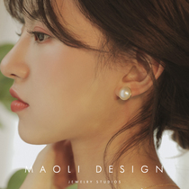 MAOLI Circle Circle Japan Import Natural Mabe Seawater Pearl Earrings 925 Pure Silver Temperament Earrings