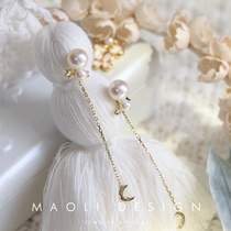 MAOLI Stars Dream 925 Pure Silver Gold Plated Natural Bright Light Positive Round Fresh Water Pearl Earline Earrings Sweet girl