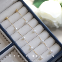MAOLI fiber imported 14K gold-covered natural freshwater pearl starry long earrings