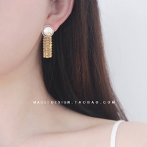 MAOLI tassel girl exclusive original 14K gold baroque pearl retro tassel earrings EAR thread